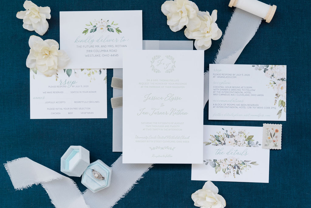 Floral and Letterpress Wedding Invitations