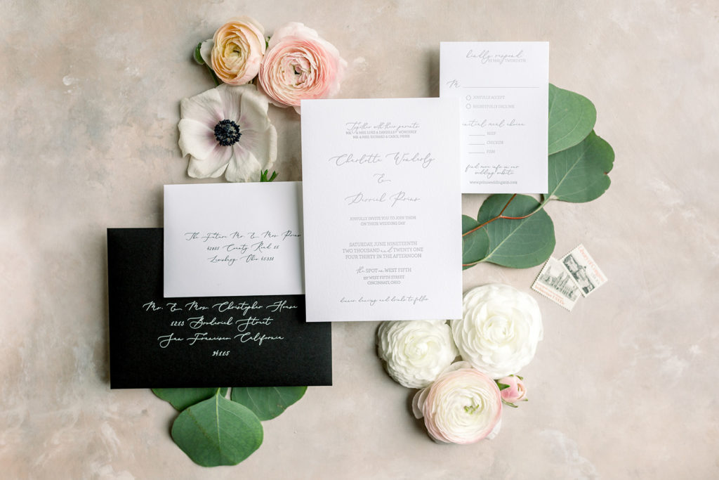 Letterpress Black and White Wedding Invitations