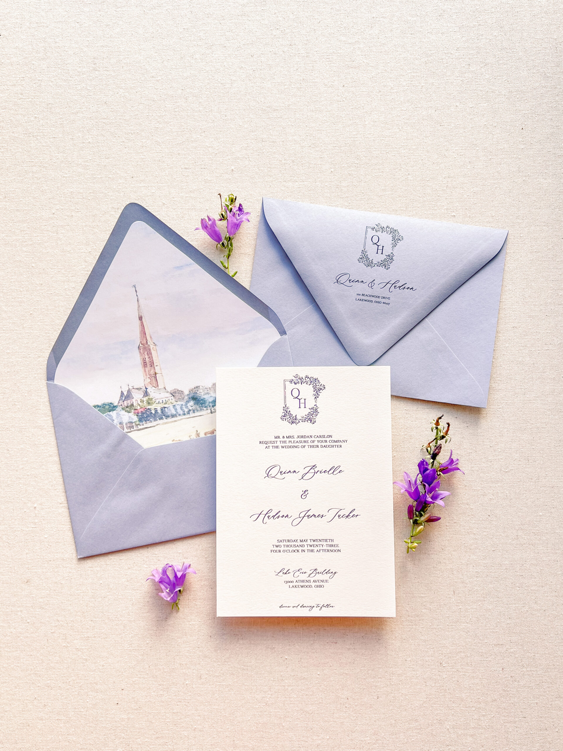 gorgeous lavender wedding invitations