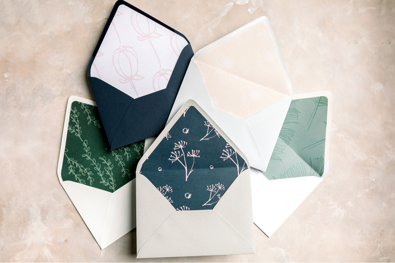 PERSONALIZED ENVELOPE LINERS FLAT LAY