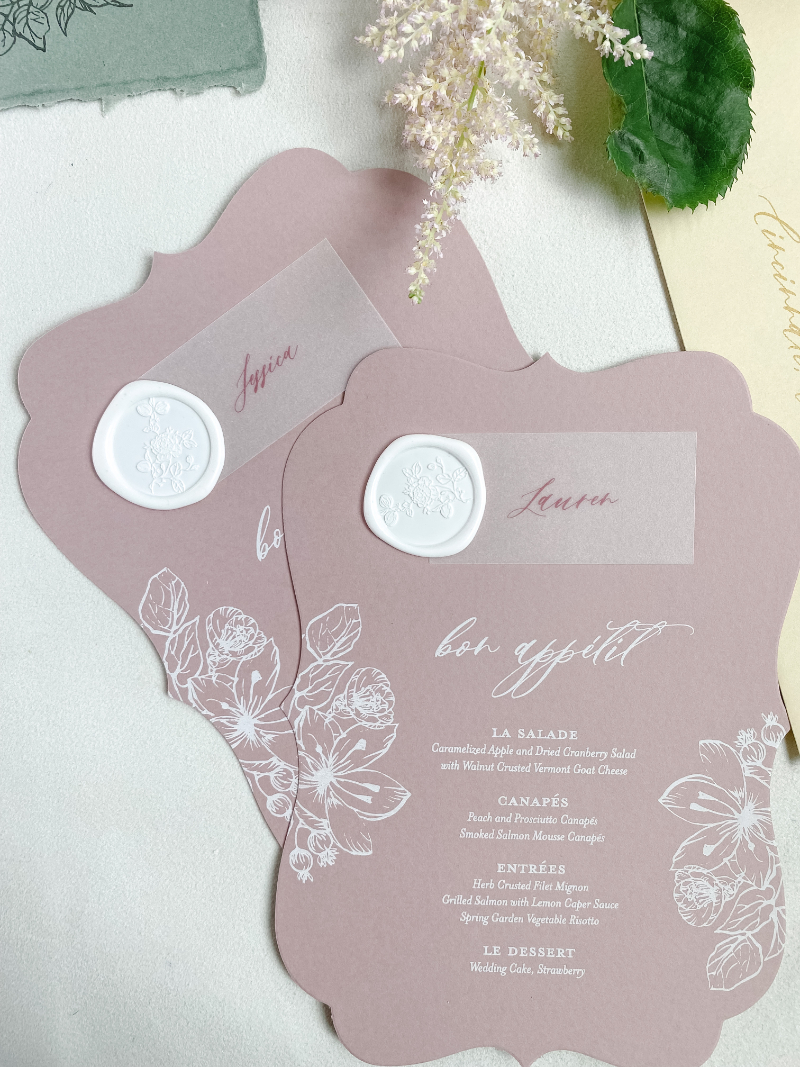 personalized menu and place card